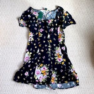 Button Down Floral Mini Dress NWT